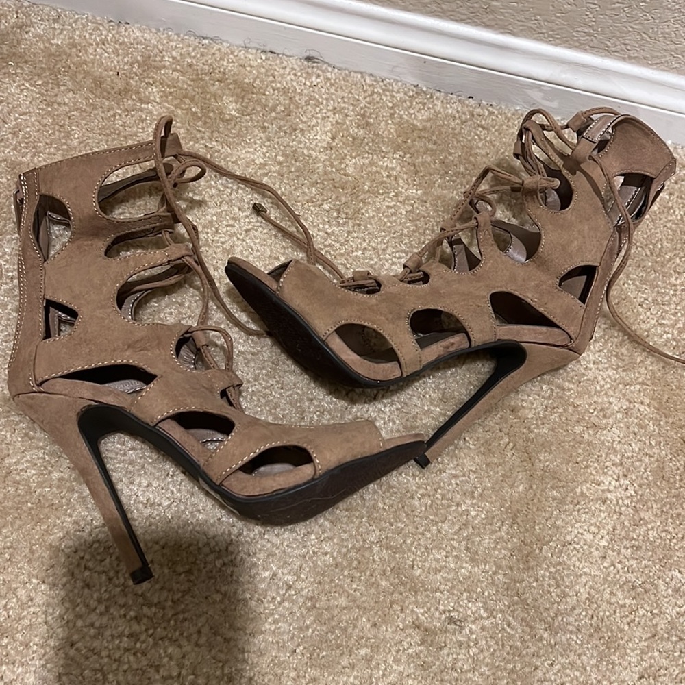 Breckelles Lace Up Gladiator Stiletto heels.